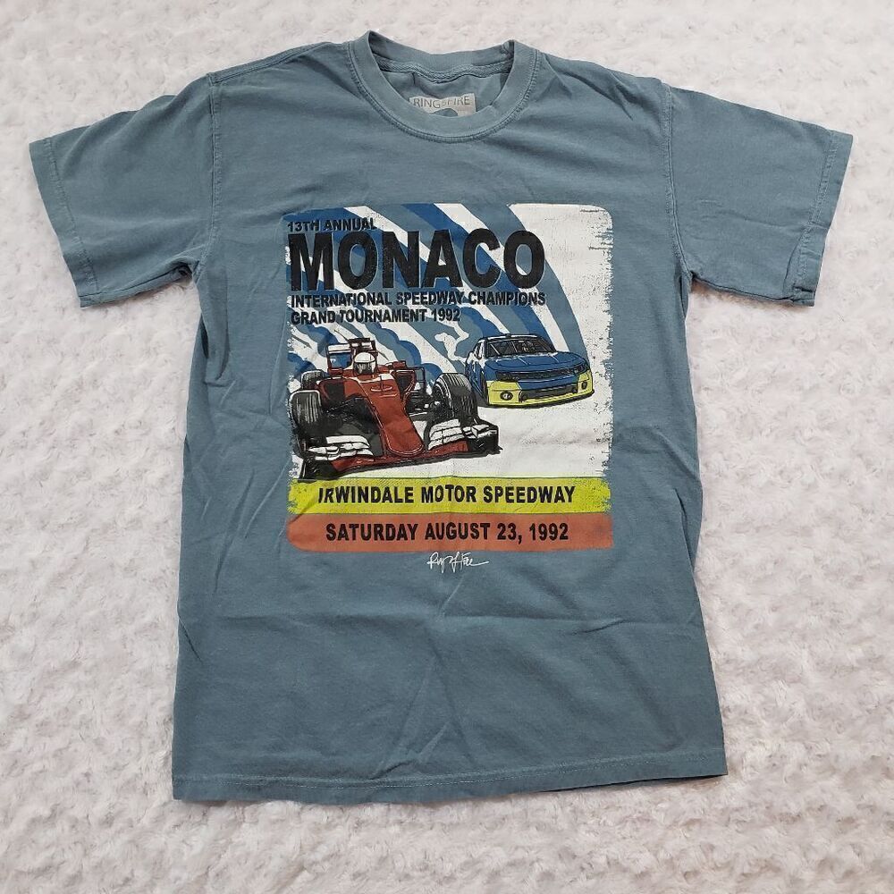 Monaco 1992 Irwindale Motor Speedway Ring of Fire Graphic Tshirt Mens Size Small